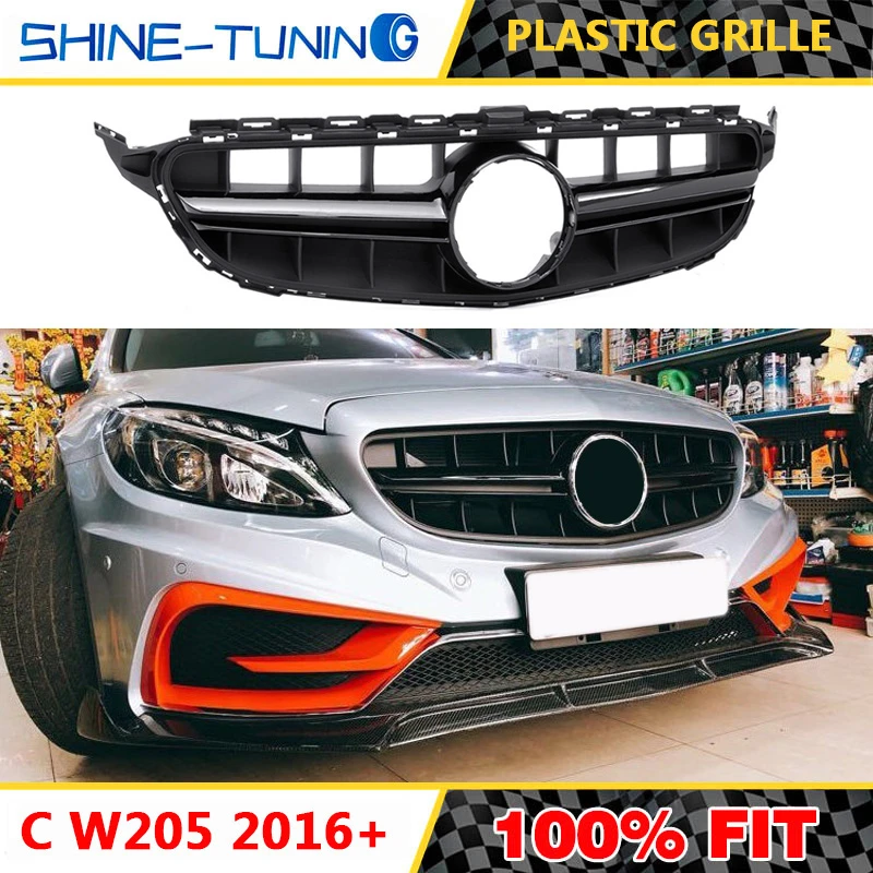 Передняя решетка подходит для mercedes New C Class W205 amg C180 C200 C250 C300 2016 2018 2019 + без