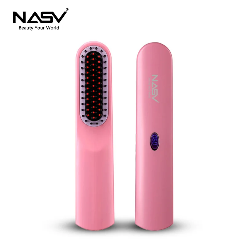 Новинка USB Портативный Прямой гребень для волос быстрый Электрический светодиодный индикатор выпрямитель для волос - Цвет: Розовый