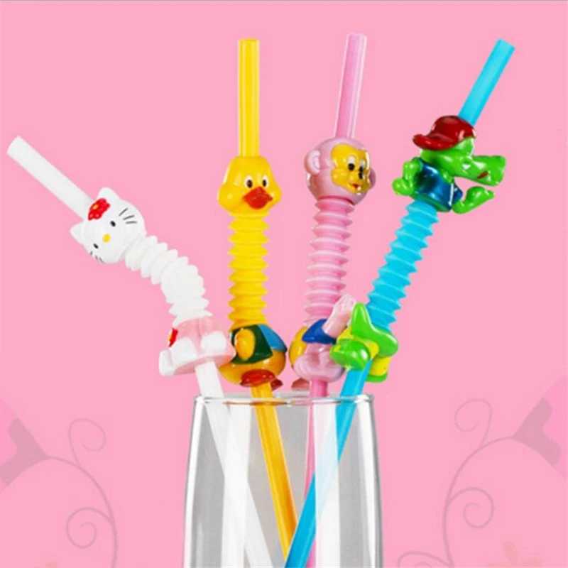 Cartoon Straw Children's Creative Cartoon Cute Fun Wacky Straw Toys