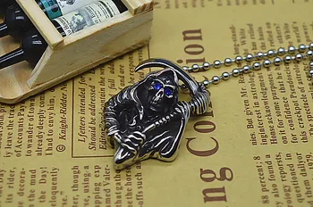 

Death Hell Herald Pendant Blue Eyes Necklace Men 's Pendant