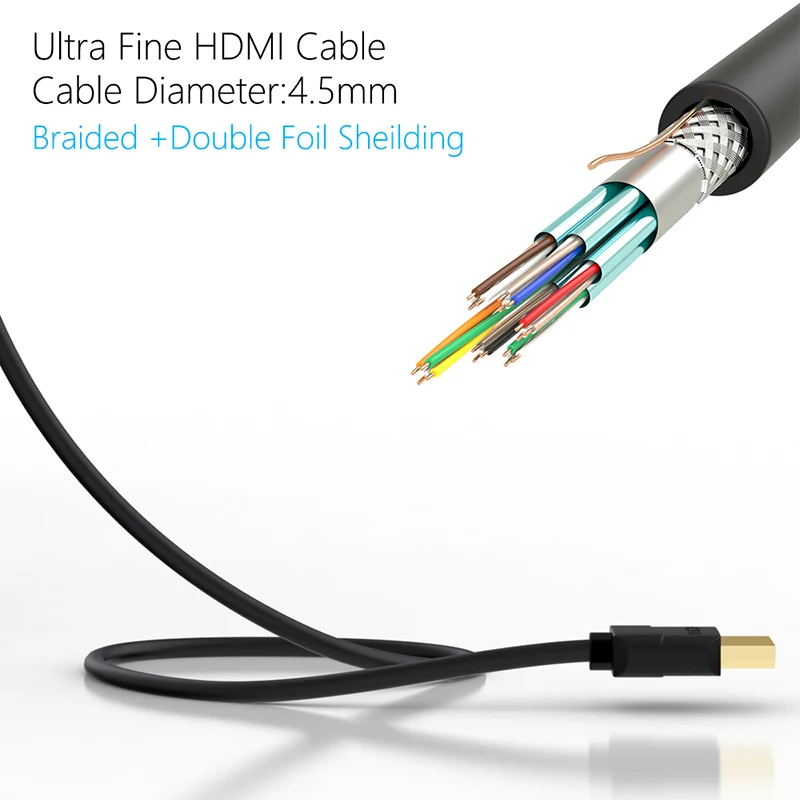 Samzhe hdmi كابل لينة سليم hdmi إلى hdmi 2.0 4 كيلو uhd 3d 0.5 متر 1 متر 1.5 متر 2 متر 3 متر لل ps3 ps4 xbox hd lcd آبل الكمبيوتر