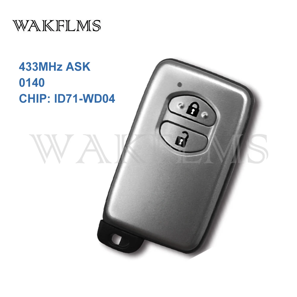 

2 Buttons Sliver 433MHz ASK 0140 Board ID71-WD04 Smart Remote Key For Toyota Keyless Entry Keyless Go Car Key Replacement