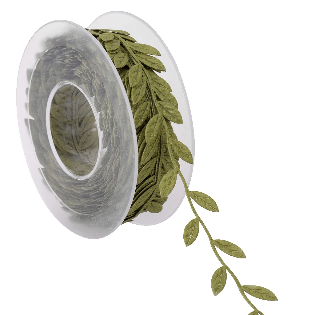 DIY 15m Leaves Ribbon Trim Wreath for Wedding Birthday Christmas Wall Crafts Dress Clothes Party Decor Scrapbooking Cardmaking