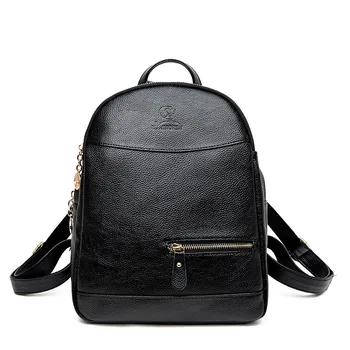 

100% Genuine Leather Women Backpacks New Fashion Luxury Brand Female Real Natural Leather Ladies Girl Student Casual Backpack