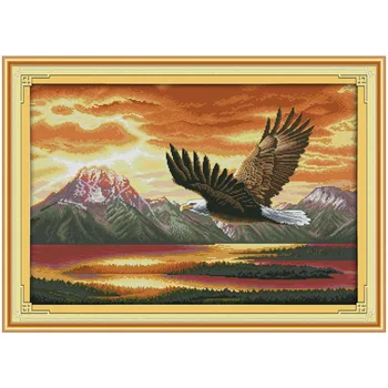 

The Flying Eagle Animal Painting Chinses Counted Cross Stitch Pattern Kits Printed Cross-Stitch Home Decor
