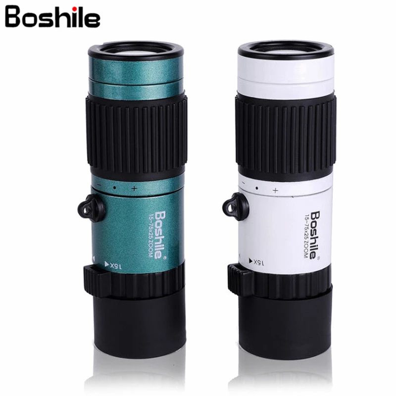 Boshile Zoom 15-75x25 монокуляр, мощный телескоп, карманный размер, высокое прозрачное видение, HD для весны, улицы, кемпинга