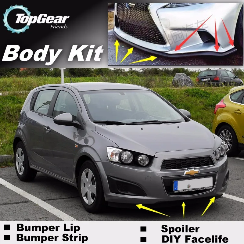 Bumper Lip Lips For Chevrolet Aveo T200 T250 T300 2002~2015  Top Gear Shop Spoiler For Car Tuning  TOPGEAR Body Kit + Strip