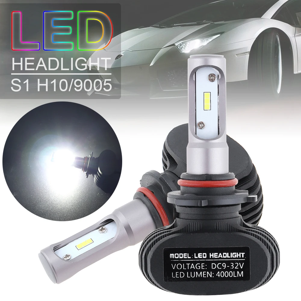 

2pcs H10 9005 S1 50W 8000LM 6000K CSP LED Auto Car Headlight Kit Automobile Fog Lamp Hi or Lo Light Bulbs for Cars Vehicles