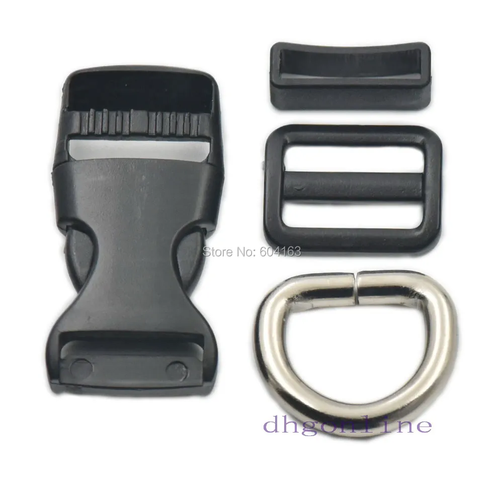 2 Sets Buckles Hook Clip D Dee Ring Side Release Adjustor Triglides dog collar Metal 3//4 19mm Nickle