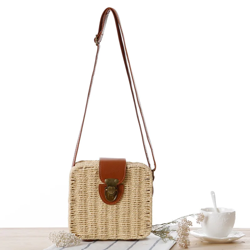 

New Fashion Straw Handbags Summer Rattan Bag Women Candy Color Crossbody Handmade Woven Beach Bohemia Shoulder Bags