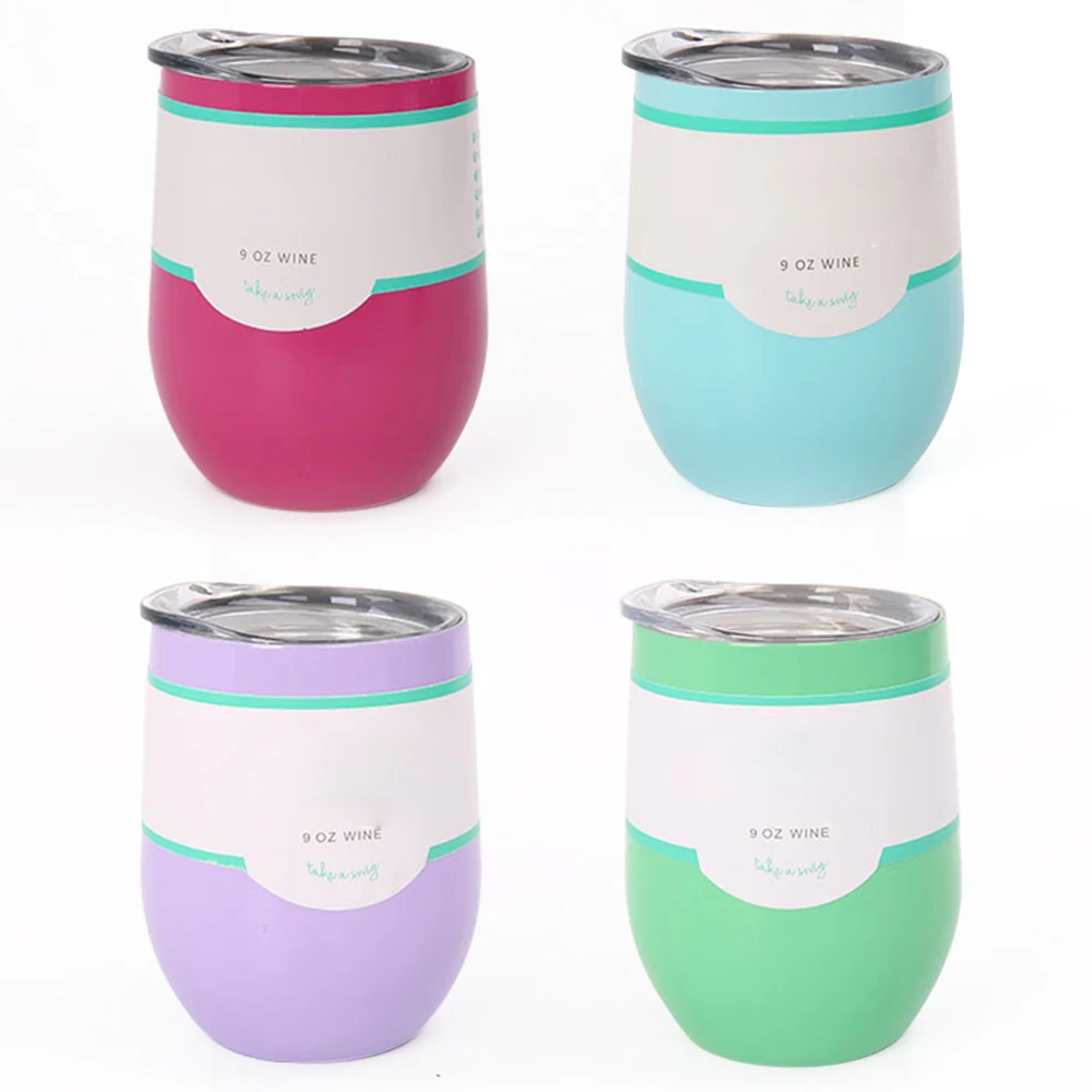 

9OZ Stainless Steel Powder Coated Eggs Shaped Mug Cup Beer Wine Coffee Glass Thermos Cup Drinkware Mugs With Lid