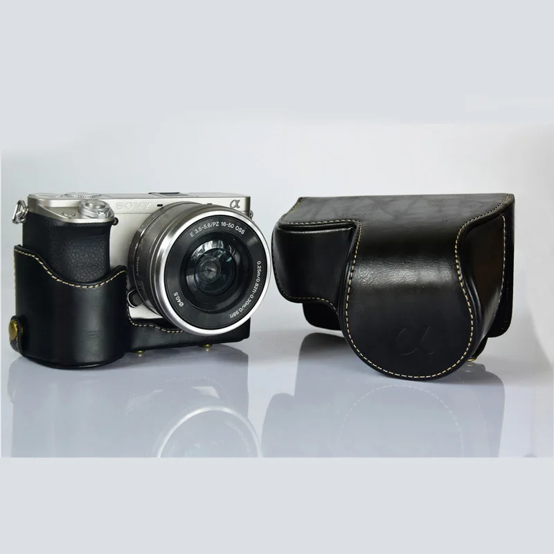 Высокое качество pu кожаный чехол для камеры чехол для sony A6000 A6400 A6300 ILCE-6300 NEX-6 16-50 мм с отверстием для батареи
