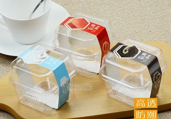 

7*7*7.5cm PVC Muffin Cake box transparent Egg-Yolk Puff pastry box Square Cut cake Mousse Bread and dessert boxes 100pcs/lot