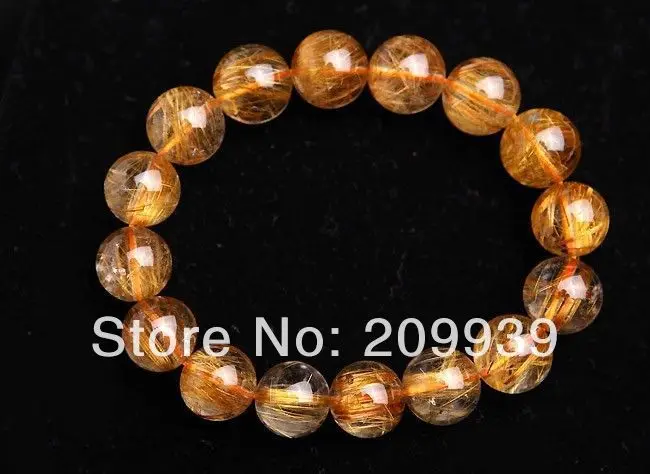 

huij 00449 Natural AAA Grade Copper Rutilated Quartz Beads Bracelet Healing