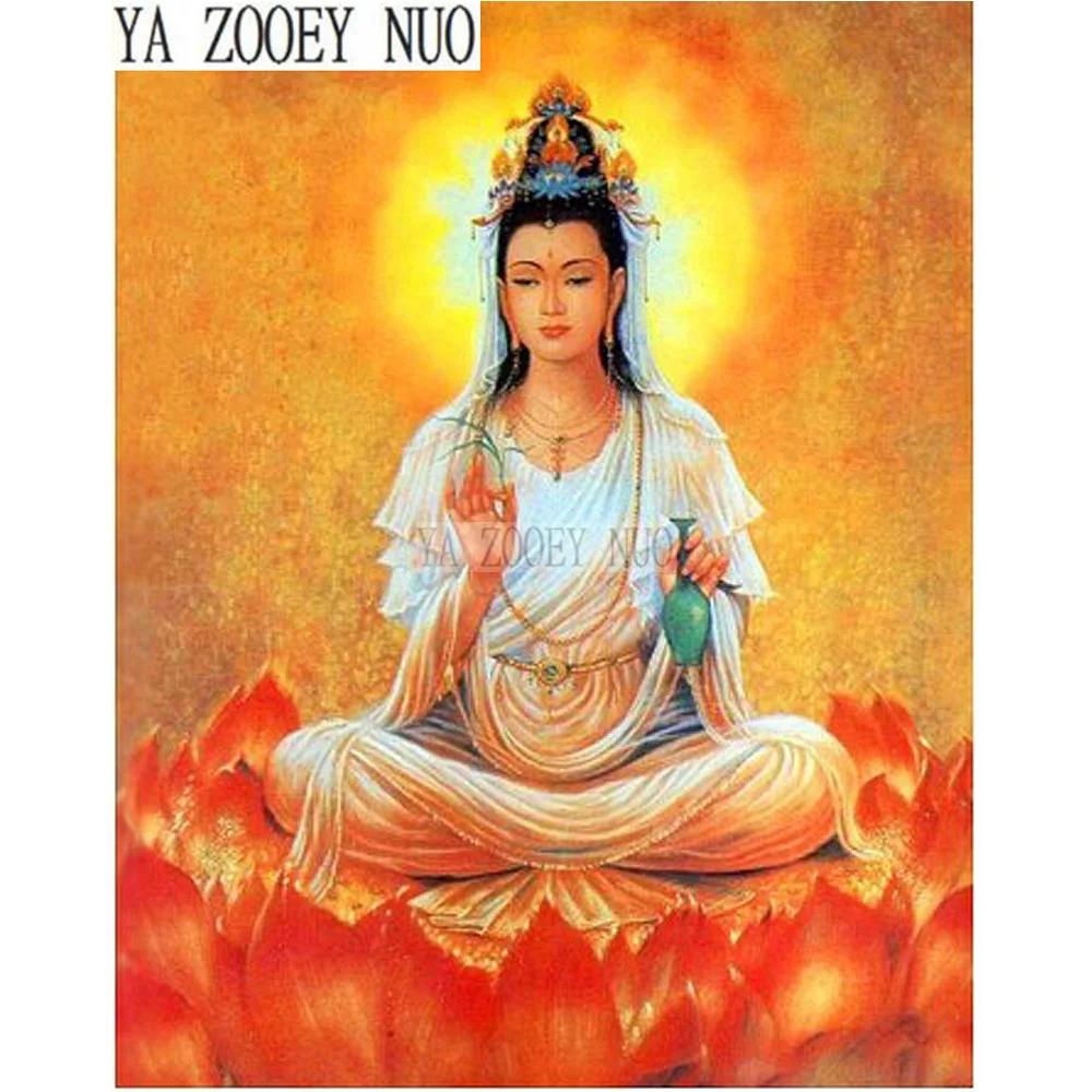 

YA ZOOEY NUO 5D Diamond Embroidery DIY Diamond Painting Cross Stitch Mosaic Buddha Guanyin Resin Craft Home Decor characterKL541