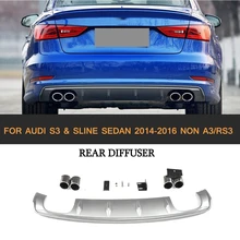 PP Car Rear Bumper Lip Diffuser With Exhaust Muffler Tips For Audi S3 Sline Sedan 4