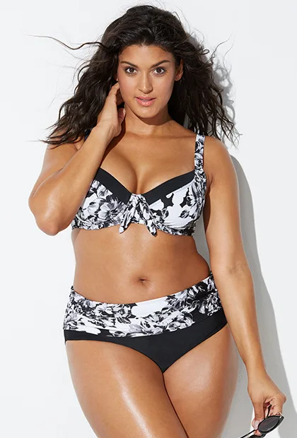 

New European and American Large Size Bikini Foreign Trade Plus Fertilizer To Increase Swimwear Swimsuit