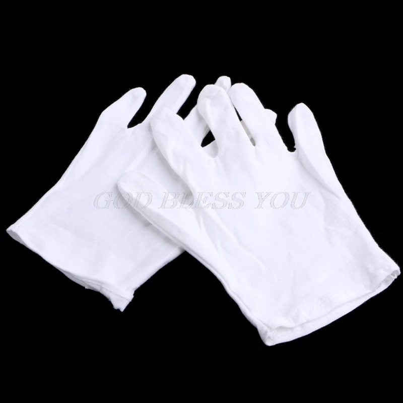 

1 Pair White Cotton Blend Gloves for Inspection Work Coin Jewelry Lightweight