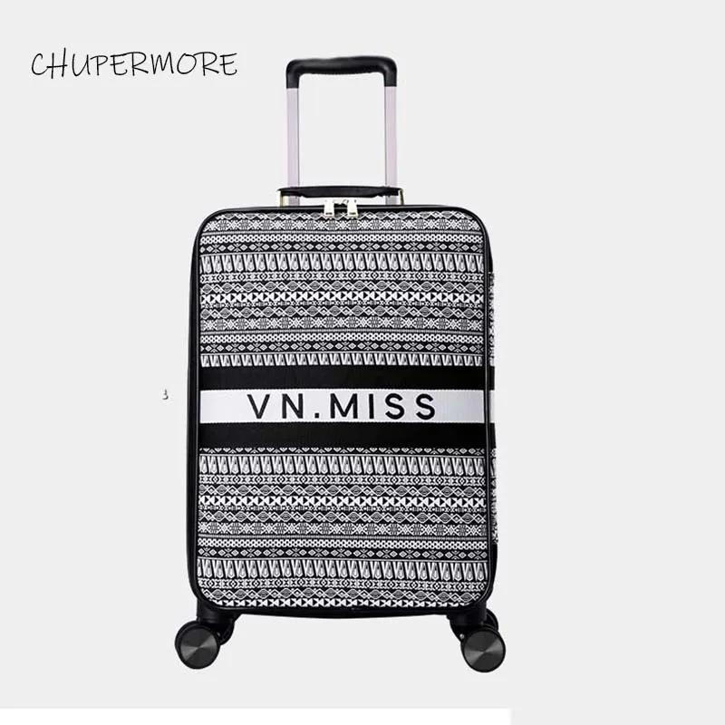 black Chupermore модный чемодан на колёсиках, набор для женщин, высокая емкость, водонепроницаемый чемодан, колеса, 16/20 дюймов, кабина, пароль, тележка - Цвет: black