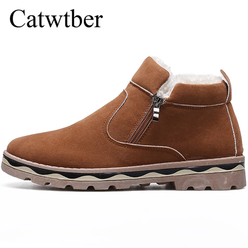 

Catwtber Men Snow Fur Boots Early Winter And Deep Winter Mens Leather Sneakers Outdoor Mountain Men Shoes Boots With Fur Winter