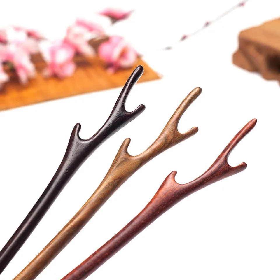 

New Retro Chinese Hand-carved Antler Hair stick with atural fragrance Hair stick Handmade vintage Women jewelry Chinese Bob Gift