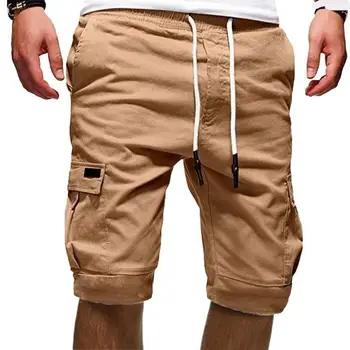 

Yfashion Men Shorts Summer Multi-pocket Casual Short Mens Middle Length Short Male Fashion Clothes Drawstring Shorts