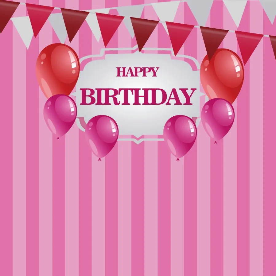 

Laeacco Happy Birthday Balloon Gradual Stripe Pattern Photography Background Customized Photographic Backdrops For Photo Studio