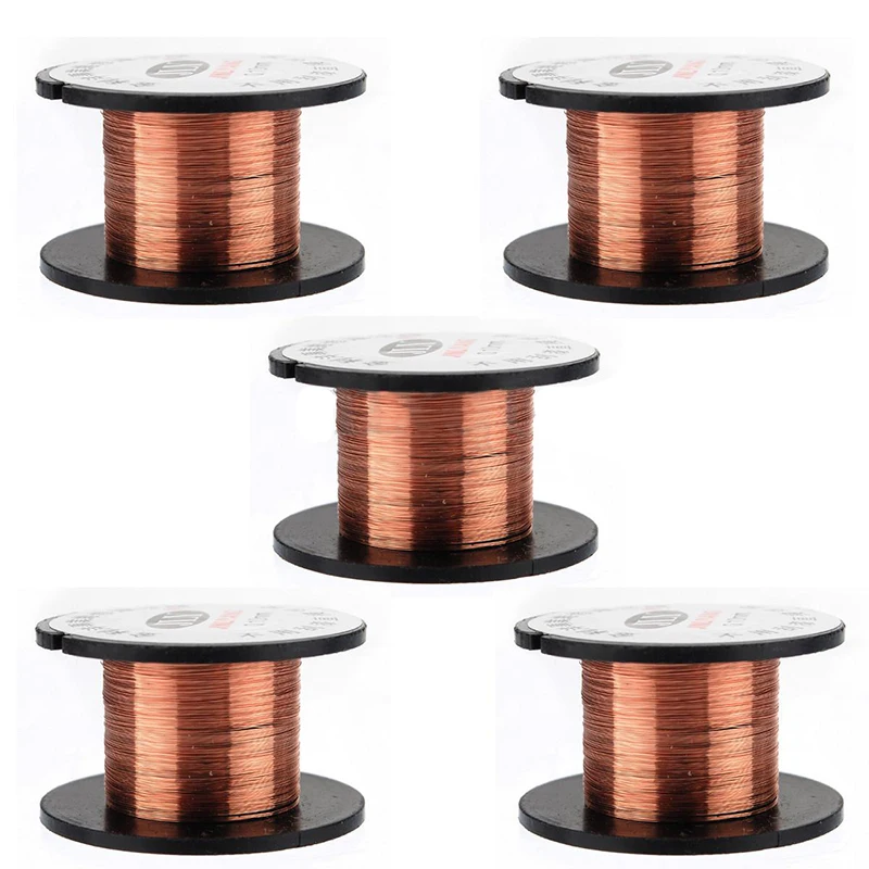 5pcs/set Copper Soldering Wire 0.1mm PPA Enamelled Welding Wire Reel