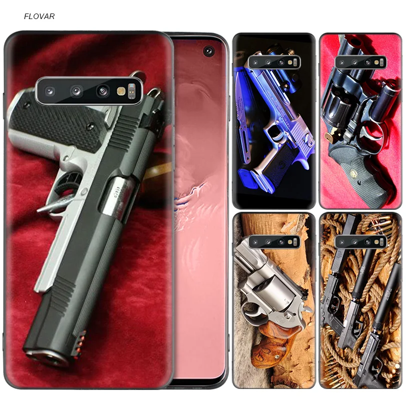 

Pistolas Glock weapon gun Bullet Case For Samsung Galaxy A6 A8 J4 J6 Plus A7 A9 J8 2018 Note 9 8 Mobile Phone Bag Cover Black
