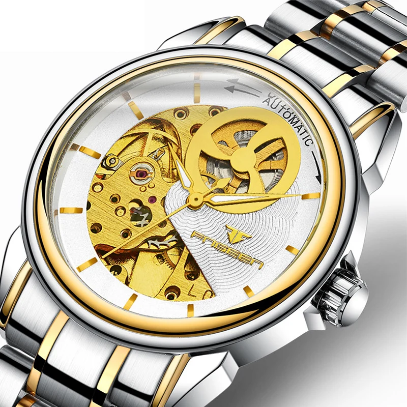 Fashion Men's Watch Double Sided Hollow Automatic Mechanical