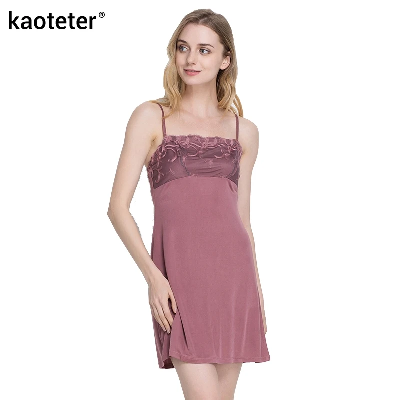 100% Pure Knitted Silk Women’s Full Embroidery Slips Female Lace Underskirt Women Sexy Petticoat Underdress Lingerier Chemise