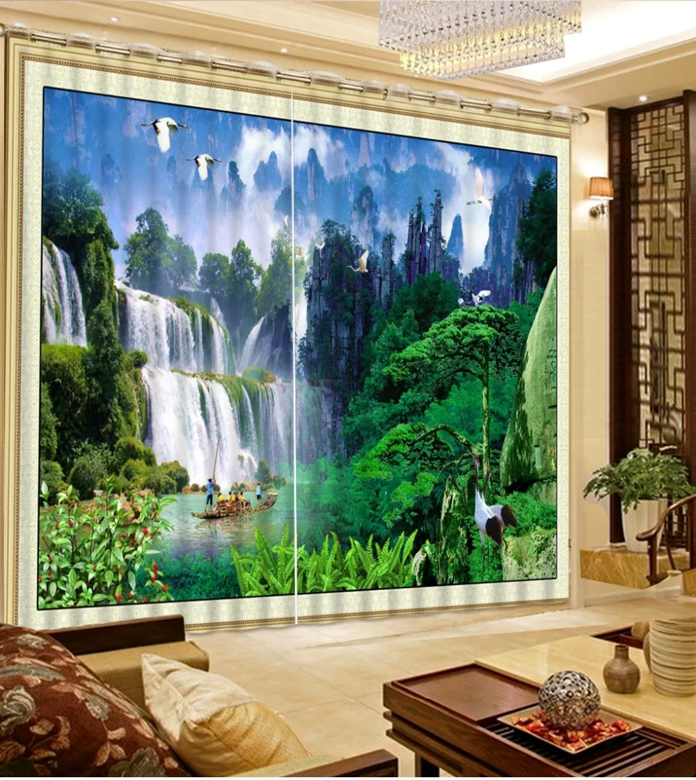 

High Quality Customize size nature scenery Modern decorative window curtains window curtains for living room scenery