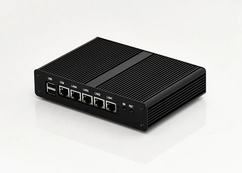 Partaker I5 4 ядра J1900 Промышленный маршрутизатор 4 LAN, мини-ПК сервер маршрутизатора с черным корпусом VGA Дисплей Порты и разъёмы