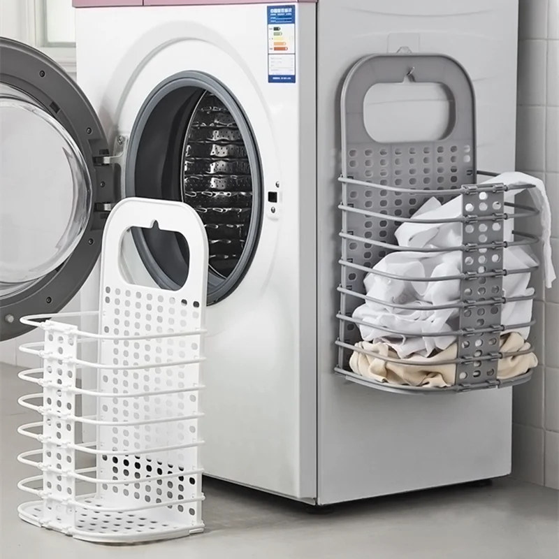 1 قطعة سلة الغسيل القابلة للطي المنظم القذرة صندوق تخزين ملابس شنقا كبيرة سلة الغسيل الجوف البلاستيك