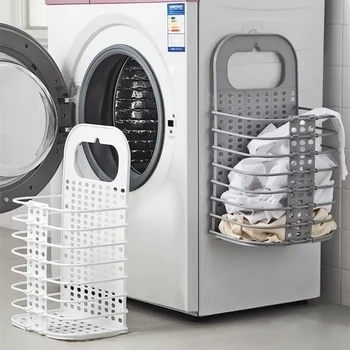 

1pcs Collapsible Laundry Basket Organizer Dirty Clothes Storage Hanging Large Laundry Basket Hollow Plastic