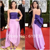 71st Annual Golden Globe Awards Aubrey Plaza 2014 Red Carpet Celebrity Dresses Purple And Lilac Strapless Evening Prom Dresses