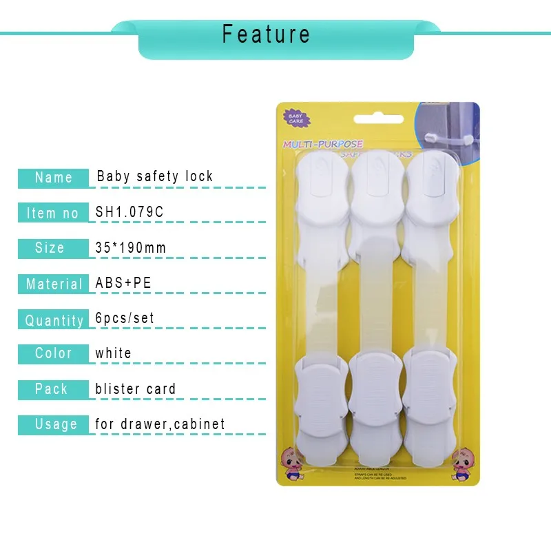 6 шт./лот Многофункциональный Бенди маленьких Детская безопасность Регулируемый замок в ящик двери шкафа Туалет холодильник