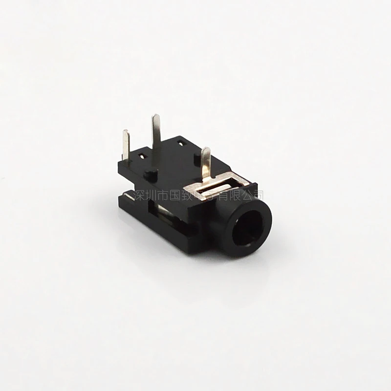 100pcs PJ 319A Audio Connector 3 5mm Headphone Jack Three Feet Plastic Head Black For Computer Chassis Audio Socket 90 Degrees