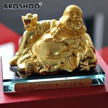 BROSHOO украшение салона автомобиля Золотая Улыбка Будды с золотым слитком сиденье освежитель воздуха автомобиля духи автомобильный стиль