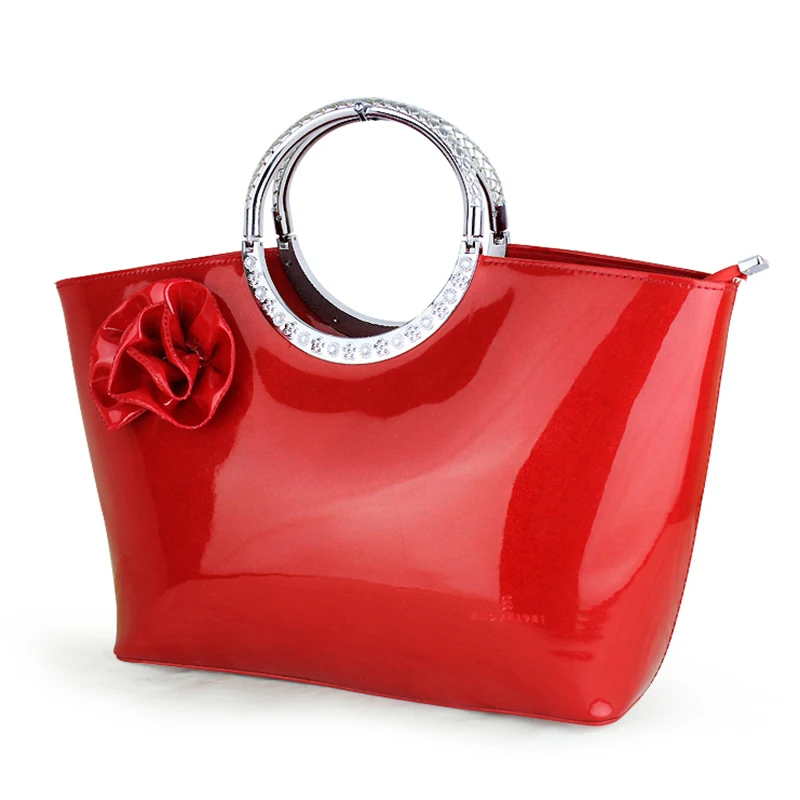 Luxury Red Handbags Women Bag Designer Brand Patent Leather Totes Bag Ladies Large Wedding Party ...