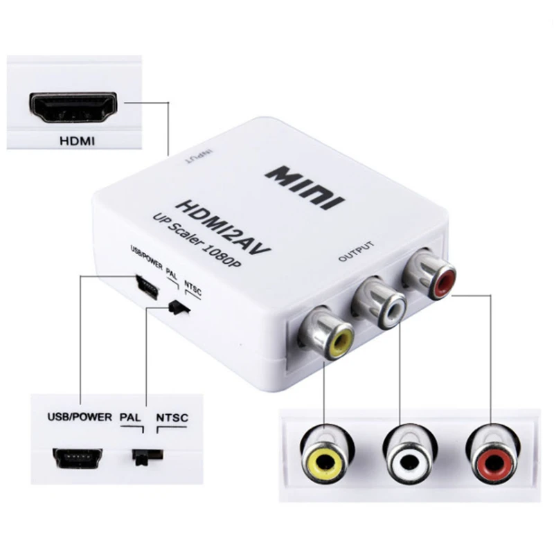 Rankman HDMI to AV/RCA Adapter HDMI2AV Converter CVBS L/R Video NTSC/PAL Box 1080p for HDTV TV-box PS3 Laptop PC Projector Rankman HDMI to AV/RCA Adapter HDMI2AV Converter CVBS L/R Video NTSC/PAL Box 1080p for HDTV TV-box PS3 Laptop PC Projector