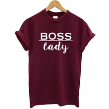 Boss camiseta com estampa de letras, para mulheres, de algodão, casual, engraçada, para moças, top, hipster, tumblr, drop ship z-908