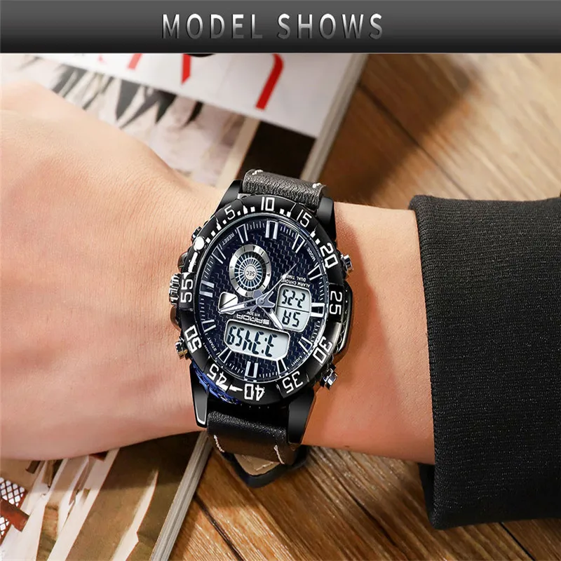 

Moda hombre reloj correa de cuero negocios relojmarca de digital Reloj hombres cuero reloj hombre Relogio Masculino