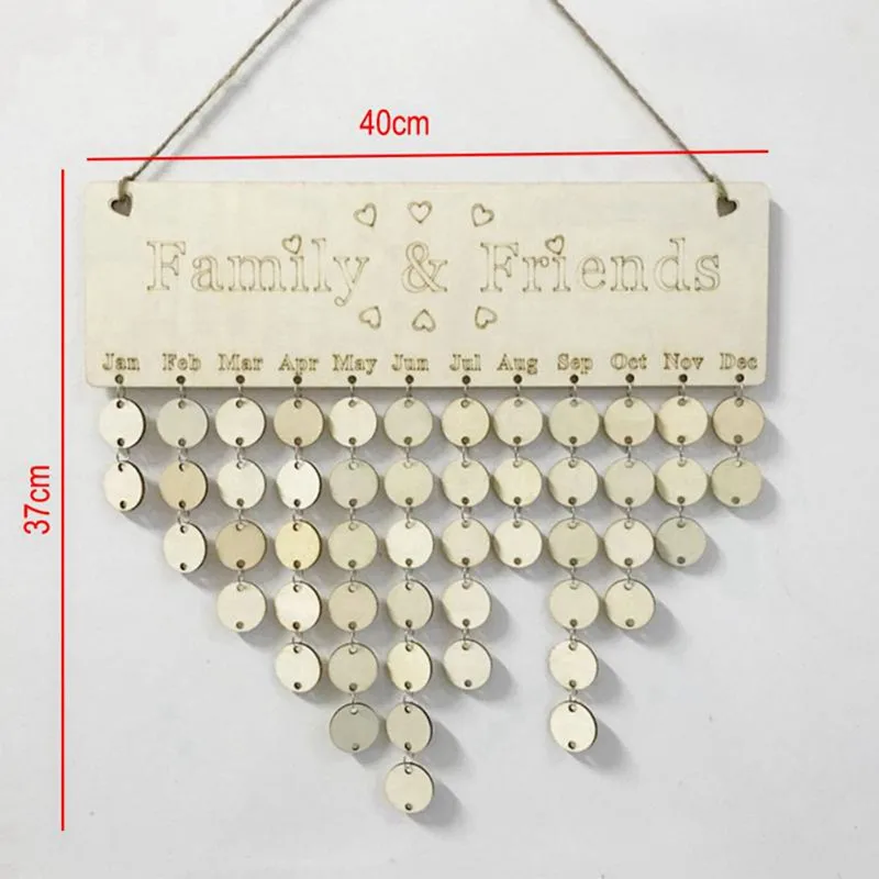 Деревянный день рождения доска напоминаний березовый слой табличка знак семья и друзья DIY календарь