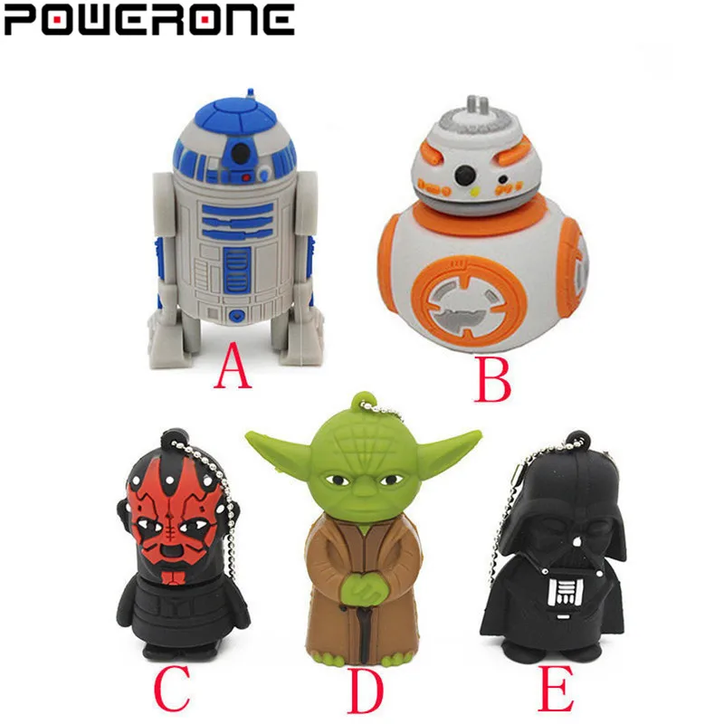 

POWERONE Star Wars Pendrive Series R2D2 BB-8 Robot USB Flash Drive YODA darth vader Memory Sticks Pen Drives 8GB 16GB 32GB 64GB