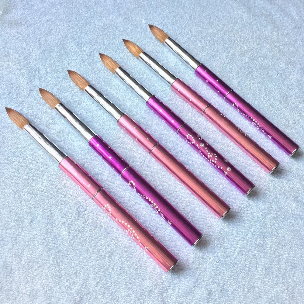 Round Sharp 1ps Size1081214 100 Kolinsky Sable Brush Acrylic Nail Art Brush Nail Tools Pink