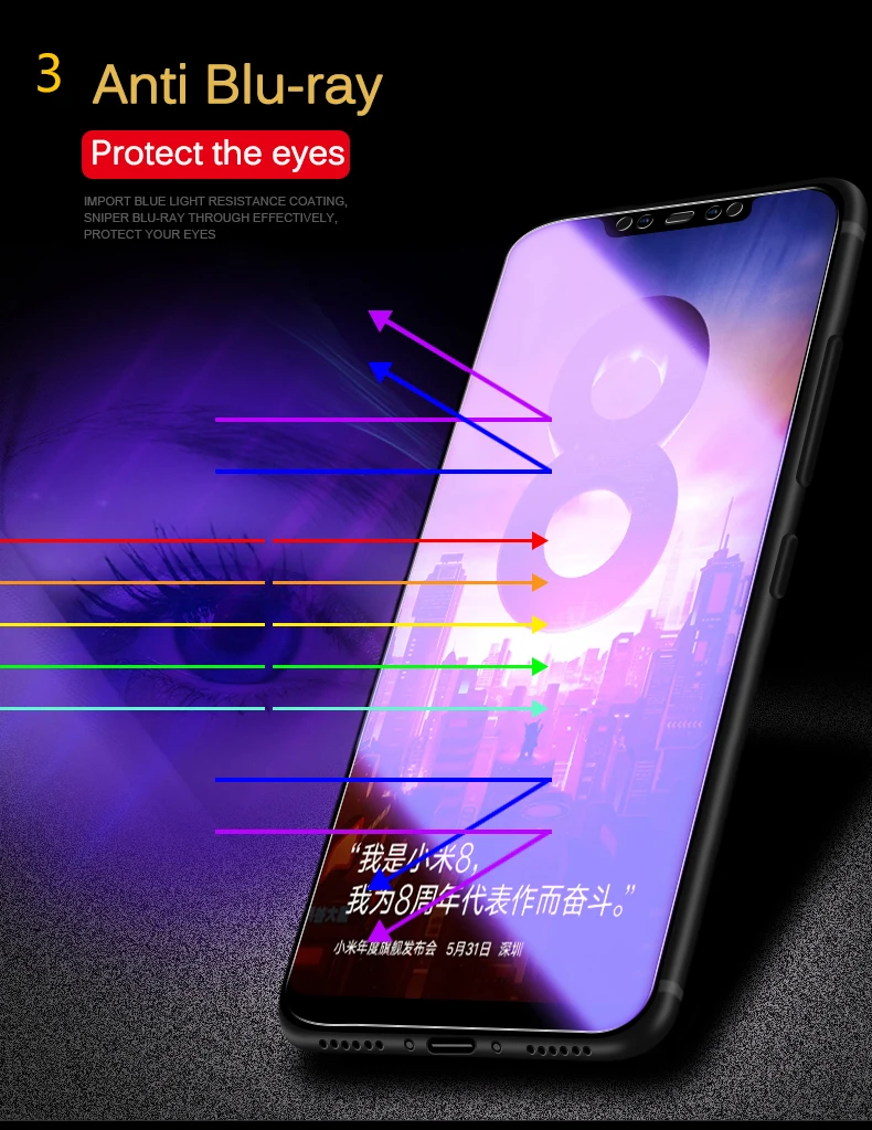 2 шт./лот, закаленное стекло для Xiaomi Mi 8 SE, Защитная пленка для экрана 9H 2.5D, анти-Blu-Ray стекло для Xiaomi Mi 8 Lite