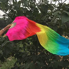 Горячая элегантный имитация шелковой ткани горизонтальные полосы Градиент Длинные танцевальные вентиляторы