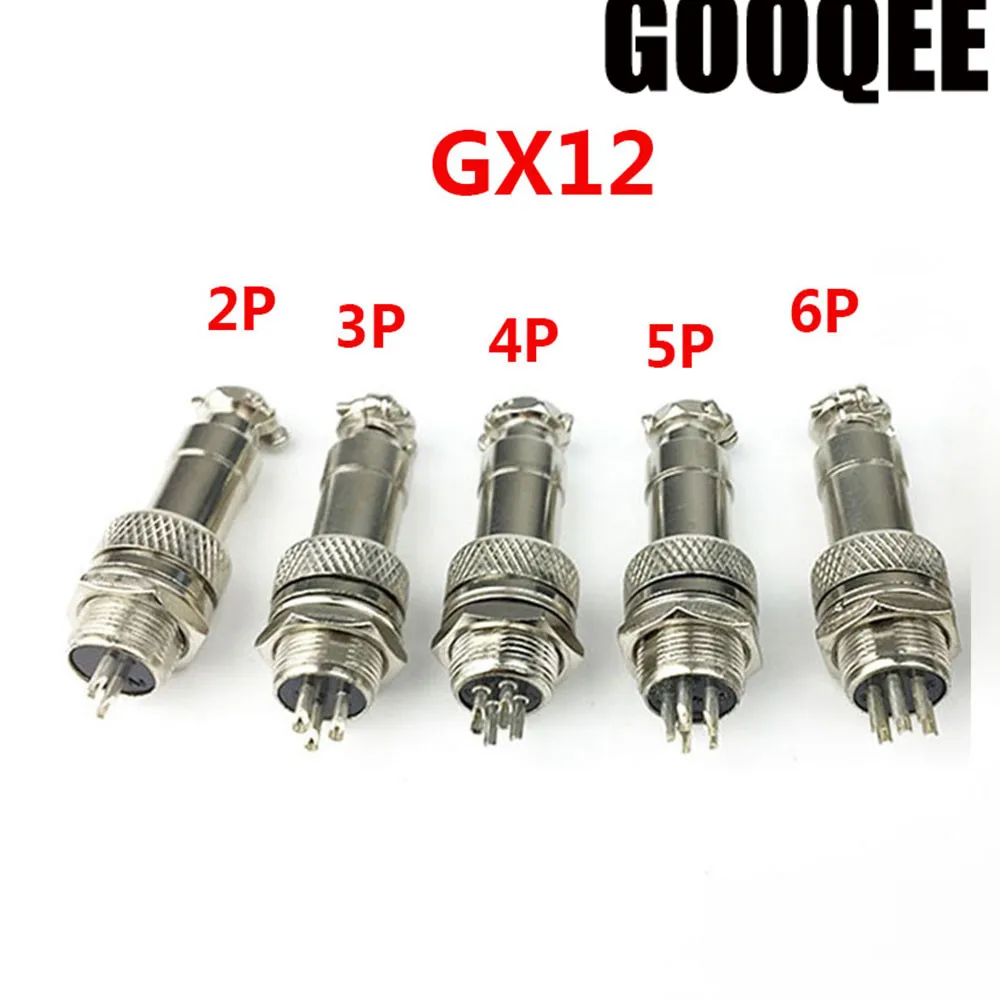 

1 set GX12 2p 3p 4p 5p 6 Pin Male + Female 12mm Circular Aviation Socket Plug Wire Panel Connector