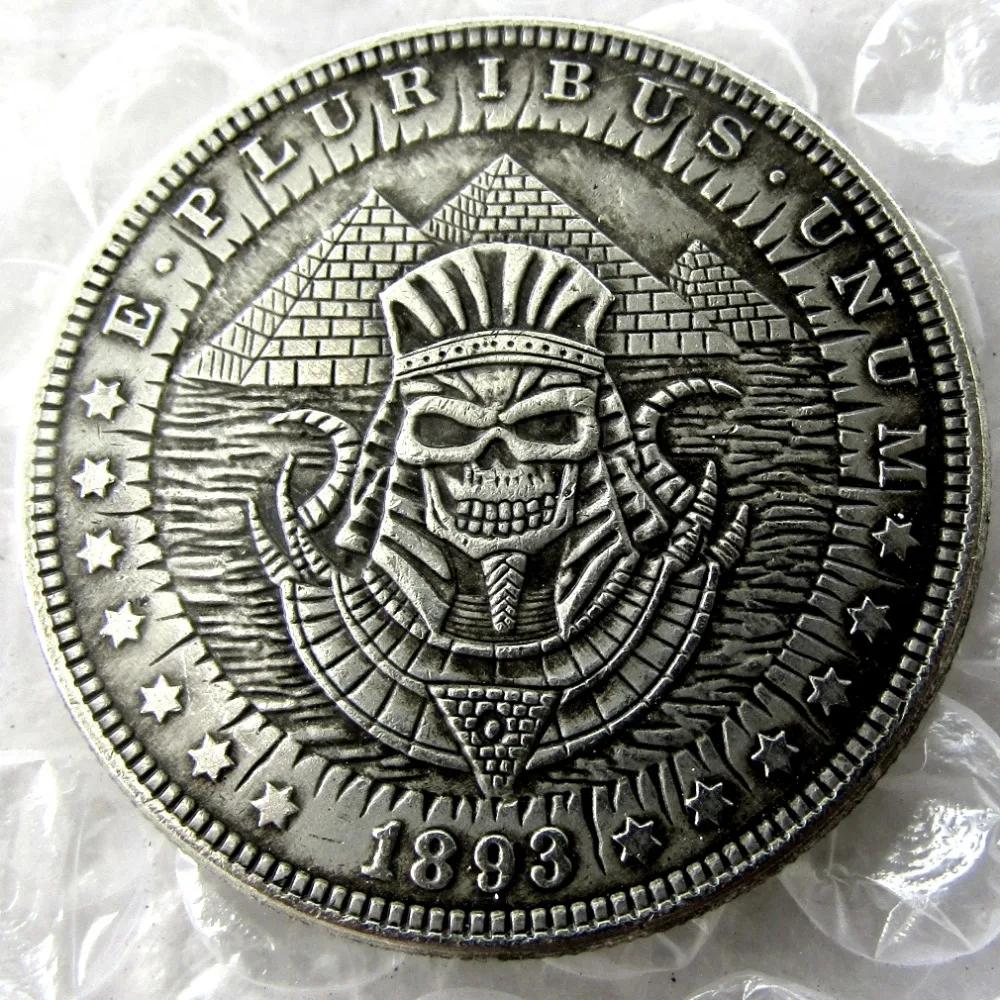 

HB(60)US Hobo 1893 Morgan Dollar skull zombie skeleton Creative Copy Coins